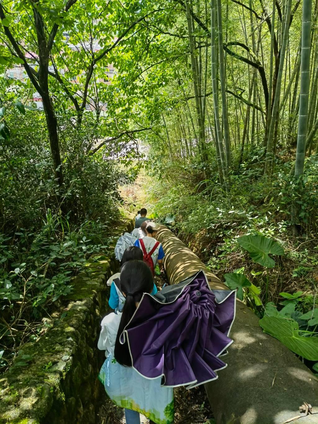 图为实践队实地考察福岭村环境建设。大学生网报通讯员 黄美兰 摄