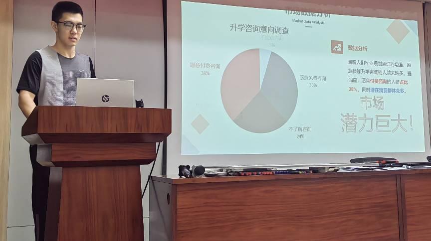 图为准大学生们进行PPT的演讲 中国青年网 施奕 供图